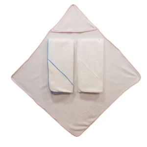 Lençol banho Socunha capuz para bebé, cor branco, com vivo