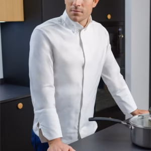 Jaleca de cozinha Socunha "Prato" cintada corte de camisa em tecido Sorona®